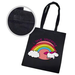 Super torba z długimi uszami i zamkiem - " I love unicorns ".