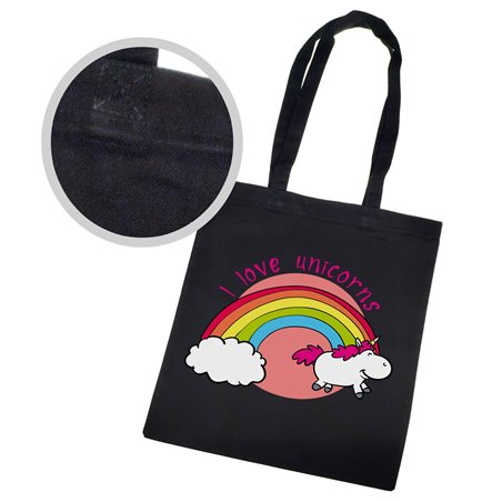 Super torba z długimi uszami i zamkiem - " I love unicorns ".