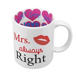 Kubek z wnętrzem w serca "Mrs always right".