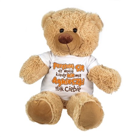 Maskotka miś duży dla dziewczyny "Przytulaj się do mnie, kiedy Kuby nie ma obok Ciebie" - ok. 55-60cm.