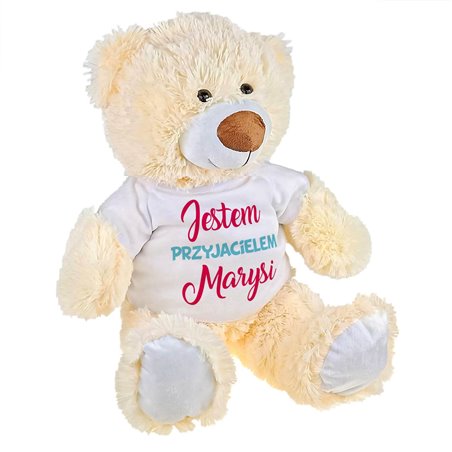 Maskotka miś duży dla dziecka "Jestem przyjacielem Marysi" - ok. 55-60cm.