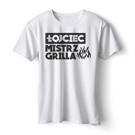Koszulka unisex z napisem "Łojciec mistrz grilla" .