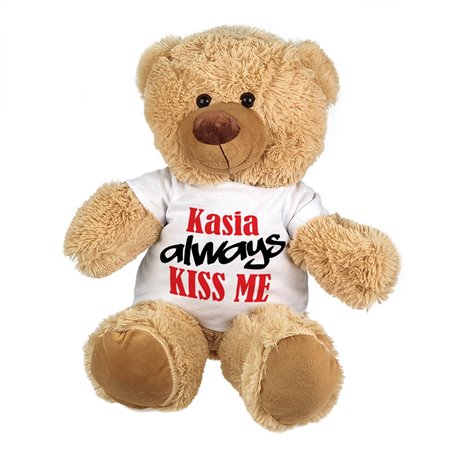Maskotka miś duży z grafiką "Always kiss me" - ok. 55-60cm.