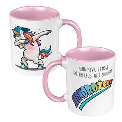 Kubek 330 ml kolorowy dla miłośniczki, bądź miłośnika jednorożców- idealny na dzień kobiet, urodziny oraz wiele innych okazji.