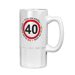 Super kufel na piwo z nadrukiem na 40-ste urodziny.