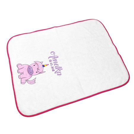 Kocyk z imieniem dla noworodka - Jednorożec.