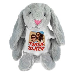 Królik z Twoim zdjęciem, tekstem, grafiką - maskotka ok. 39 cm - świetny prezent..