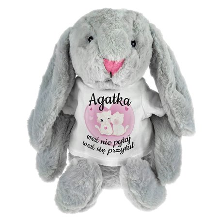 Królik "Weź nie pytaj, weź się przytul" - maskotka ok. 39 cm - podaj imię drugiej połówki..