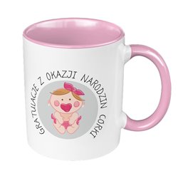 Kubek 330 ml kolorowy z okazji narodzin córki.