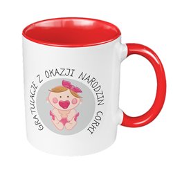 Kubek 330 ml kolorowy z okazji narodzin córki. 2