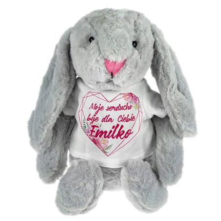 Królik "Moje serducho bije do Ciebie" - maskotka ok. 39 cm - podaj imię drugiej połówki..