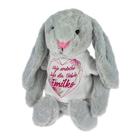 Królik "Moje serducho bije do Ciebie" - maskotka ok. 39 cm - podaj imię drugiej połówki..