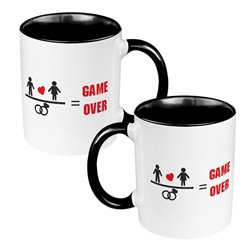Zestaw kubków 330 ml kolorowe - dla nowożeńców lub zakochanych "Game Over".