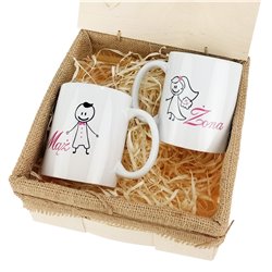 Zestaw kubków 330 ml kolorowe w pudełku - dla nowożeńców lub małżeństwa "Mąż żona". 2