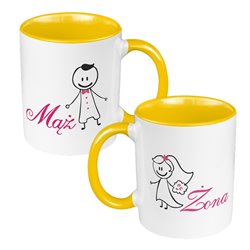 Zestaw kubków 330 ml kolorowe w pudełku - dla nowożeńców lub małżeństwa "Mąż żona". 2