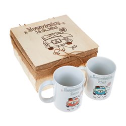 Zestaw kubków 330 kolorowe ml w pudełku - dla nowożeńców "Mąż żona" - personalizacja.