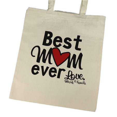 Super torba "Best mum ever" z długimi uszami i zamkiem.