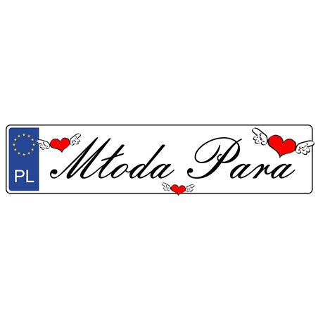 Tablica rejestracyjna dla młodej pary.