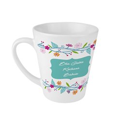 Kubek latte specjalnie dla babci z uroczą grafiką kwiatków. 2