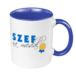 Kubek 330 ml kolorowy dla szefa - szef na medal. 2