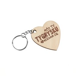 Brelok serce grawerowany - Mój tygrysku kocham Cię.