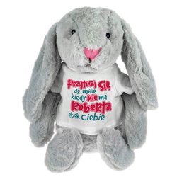 Królik "Przytulaj się do mnie kiedy...." - maskotka ok. 39 cm - podaj imię drugiej połówki..