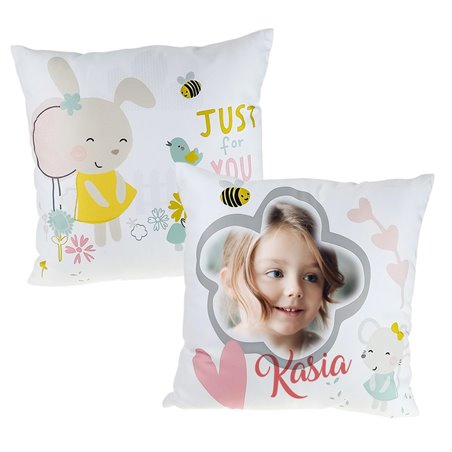 Urocza poduszka Just for You z Twoim zdjęciem.