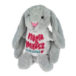 Królik z imionami i datą ważną dla zakochanych - maskotka ok. 39 cm - super prezent na rocznicę, ślub.. 2