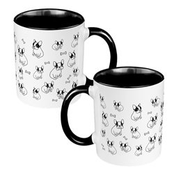 Kubek 330 ml kolorowy z grafiką piesków- idealny kubek dla fanów buldogów.