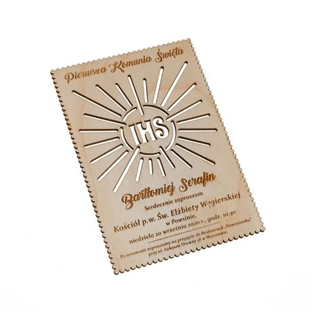 Zaproszenie na komunię świętą - grawerowane - wzór 1.