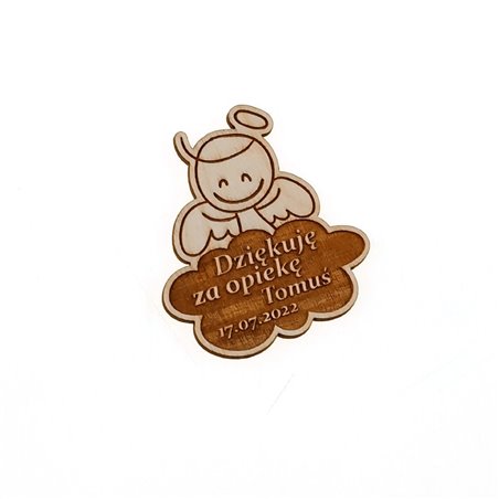 Drewniane magnesy na lodówkę - podziękowania dla gości - komunia - aniołek.