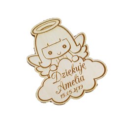 Drewniane magnesy na lodówkę - podziękowania dla gości - komunia - aniołek 2.