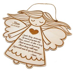 Pamiątka chrztu świętego aniołek z modlitwą - wzór 2 .