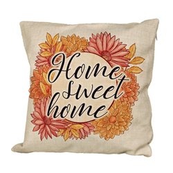 Poduszka lniana (imitująca len) z nadrukiem