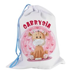 Worek dla przedszkolaka - Krówka - personalizowany - zmień imię.