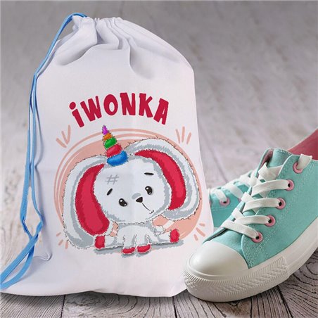 Worek dla przedszkolaka - Królik - personalizowany - zmień imię.