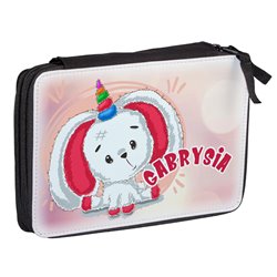 Duży piórnik dwukomorowy Królik - jednorożec.