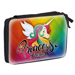 Duży piórnik dwukomorowy dla pierwszoklasisty - Jednorożec 1 (unicorn) - zmień imię.