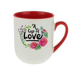 Kubek kawowy z serii kwiatowej z piękną sentencją - A cup of love.