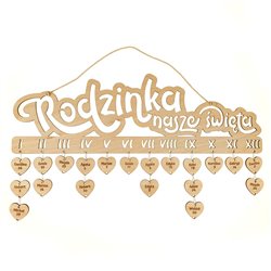 Urodziny mojej rodziny - kalendarz z grawerem.