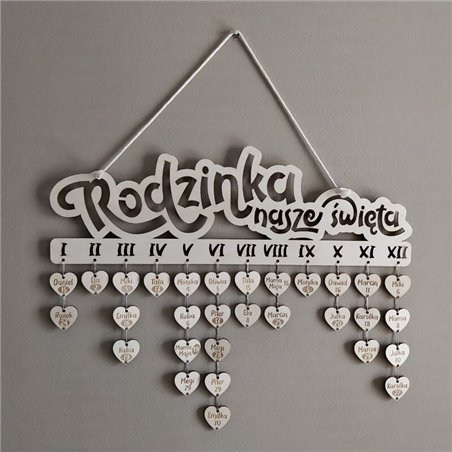 Serduszka do kalendarza - Urodziny mojej rodziny.