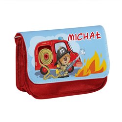 Piórnik personalizowany mały z imieniem dziecka z grafiką "Strażak".