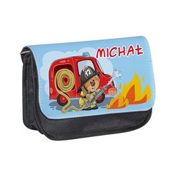 Piórnik personalizowany mały z imieniem dziecka z grafiką "Strażak". 2