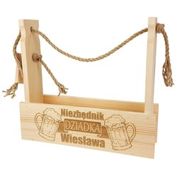 Nosidło drewniane na 3 lub 4 piwa, kwiaty, narzędzia z grawerem - Niezbędnik taty Romana - wzór 2.