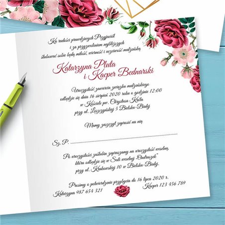 Zaproszenie ślubne rustykalne, geometryczne serce.