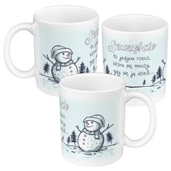 Kubek 330 ml kolorowy z bałwankiem i pięknym tekstem.