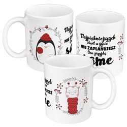 Kubek 330 ml kolorowy z pięknym mottem - Najpiękniejszych chwil nie zaplanujesz...".