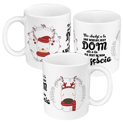 Kubek 330 ml kolorowy z pięknym mottem - Nie chodzi o to jak wielki jest dom...