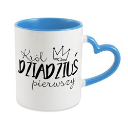 Kubek na dzień dziadka - Król dziadziuś pierwszy - uchwyt serce.