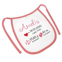 Śliniak metryczka z okazji narodzin dziecka - pamiątka narodzin. 2